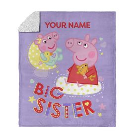 Hasbro Peppa Pig Big Sis Personalized Silk Touch Sherpa Throw Blanket 50x60 inches