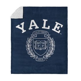 Yale Bulldogs Seal Lockup Silk Touch Sherpa Throw Blanket 50x60 inches