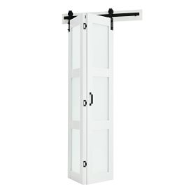 VEVOR Bifold Barn Door, 36" x 84", MDF with Tempered Glass Bi-Fold Sliding Closet Doors, Hardware Kit Included, Space-Saving Design