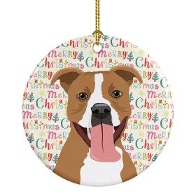 Pit Bull Fawn #2 Christmas Ceramic Ornament Christmas Tree Hanging Decorations for Home Christmas Holiday, Party, Gift, 3 in, Multicolor