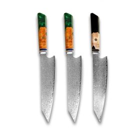 Chef's Knife For Japanese Cuisine In Damascus (Option: Green Green Black-34.7cm)