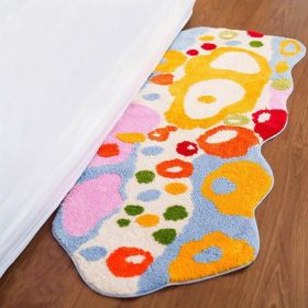Colorful Cartoon Rugs, Colorful Flower Floor Mats, Cute And Beautiful Bedroom Rugs, Super Soft Bedroom Area Rugs, Non-Slip Quick Drying Long Bath (Option: colorful)