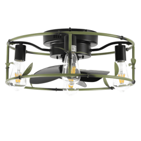 Built-in Ceiling Fan With Light And Remote Control Unavailable Platform- Temu (Option: Green)