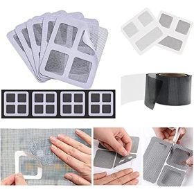 Door Window Screen Repair_Tape 5PCS; 5PCS Waterproof Fiberglass Mesh Covered Repair_Roll Kit; Strong Adhesive Window Vinyl Screen Patch Suitable (Color: 5pcs)