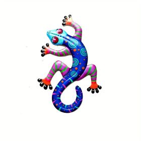 1pc/4pcs Metal Gecko Wall Decor, Plaques & Wall Art, 3D Lizard Colorful Wall Sculpture Decoration For Garden, Fence, Lawn, Farmhouse (style: Blue (1pc))