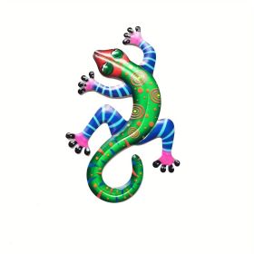 1pc/4pcs Metal Gecko Wall Decor, Plaques & Wall Art, 3D Lizard Colorful Wall Sculpture Decoration For Garden, Fence, Lawn, Farmhouse (style: Green (1pc))