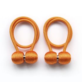 2Pcs Magnetic Curtain Ball Rods Accessoires Backs Holdbacks Buckle Clips Hook Holder Home Decor Tiebacks Tie Rope Accessory (Color: Orange)