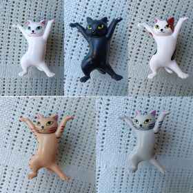 1pc/5pcs Cute Cat Pen Holder, Toy Cat Headphone Holder, Enchanted Dancing Cat Pen Holder, Home Desktop Ornament (Color: White+Black+Grey+Yellow+Tricolor, style: Cat Pen Holder)