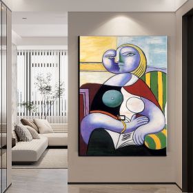 Hand Painted Oil Painting Pablo Picasso the Original Painting A woman who reads Living Room Hallway Bedroom Luxurious Decorative Painting (style: 01, size: 50X70cm)