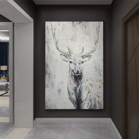 Hand Painted Oil Painting Hand Painted Rich Deer Oil Painting On Canvas Animal Pattern Decorative Painting Classical Porch Mural Handmade Art Liv (style: 01, size: 100X150cm)