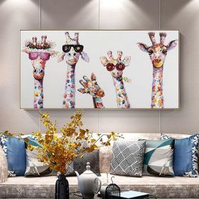 Hand Painted Oil Painting  Horizontal Abstract Animals Giraffe Modern Living Room Hallway Bedroom Luxurious Decorative Painting (style: 01, size: 90X120cm)
