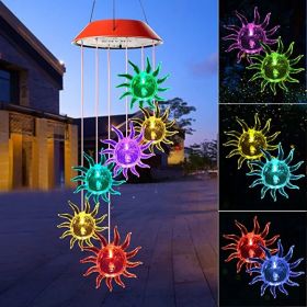 Yard Decor Lights; Solar Butterfly Chimes; 2023 Gifts for Mom/Dad/Women/Grandma/Wife/Daughter/Sister/Aunt/Nana/Grandfather/ ; Father Birthday Gif (Color: sun)