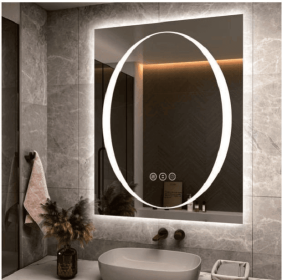 Triple Color Temperature/LED/RGB Smart Touch Control Bathroom Mirror with Tempered Glass, Adjustable Light, Fog & Shatterproof, Memory Function (S3R13874UL55"x30": S3 R24192UL96"x36")
